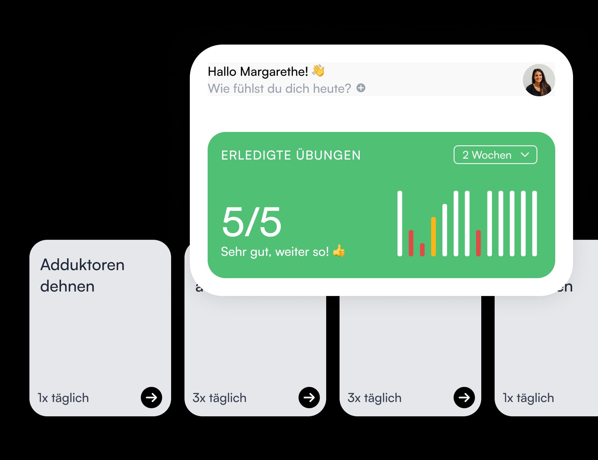 Eine Übersicht der TherapizeMe Patienten-App
